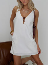 Keonie Keyhole Smock Mini Dress White