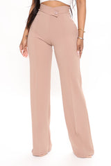 Call It Even Wide Leg Dress Pants - Taupe