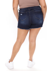 No Excuses Booty Lifting Denim Shorts - Dark Wash