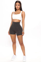 Abbey High Rise Biker Short - Charcoal