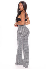 Check Back Later Wide Leg Pants - Black/White