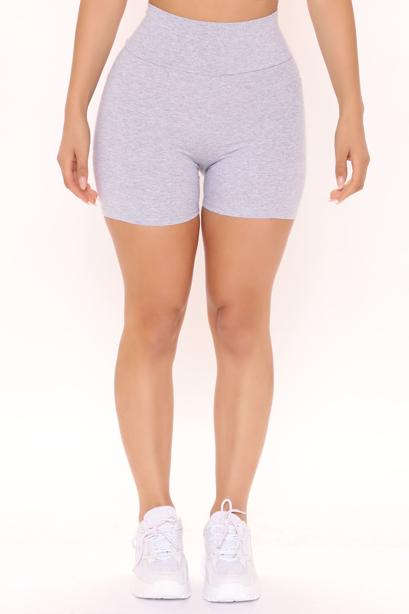Abbey High Rise Biker Short - Heather Grey