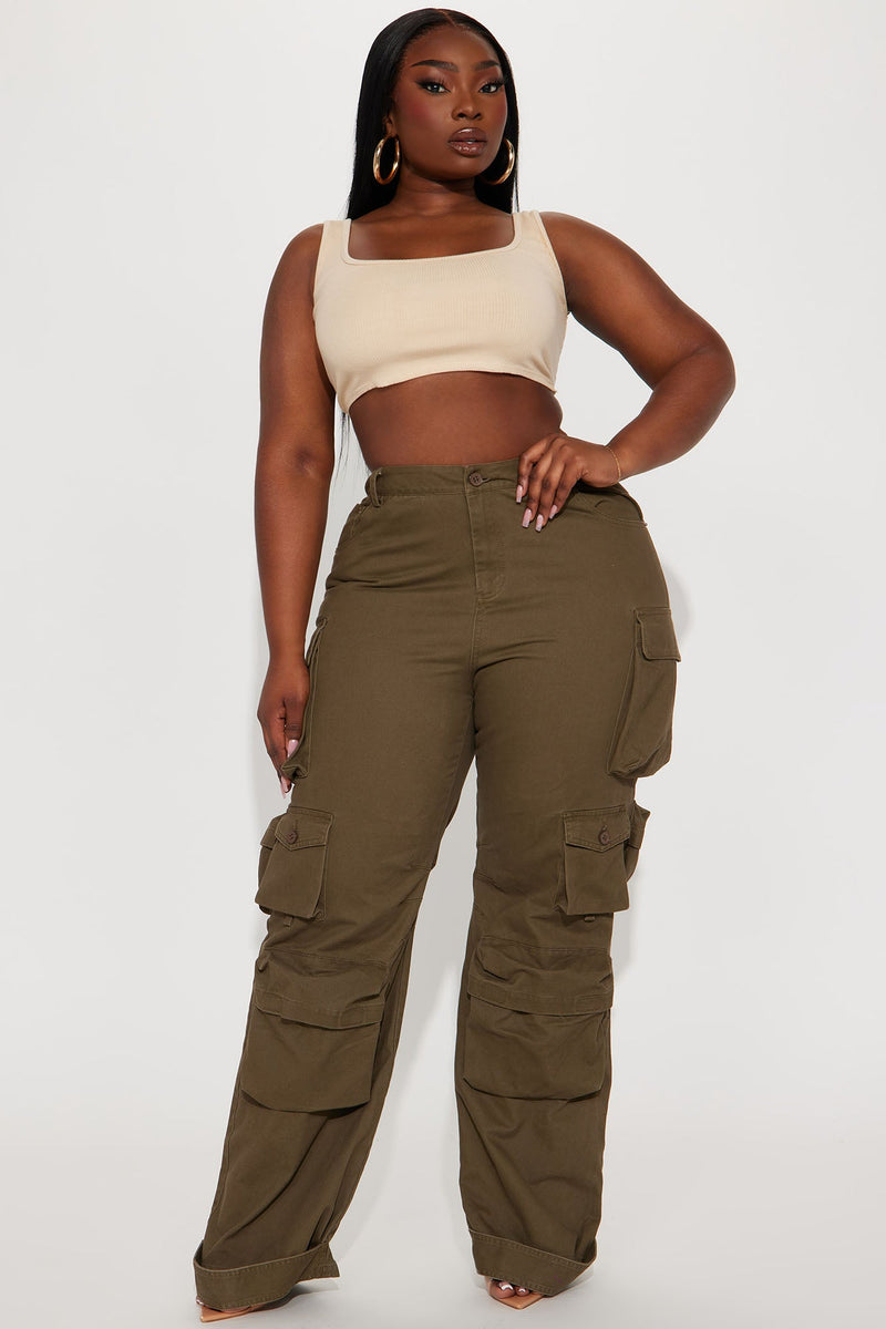 Weekender Wide Leg Cargo Pant - Olive