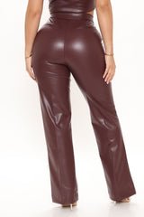 Julia Faux Leather Trouser Pant - Chocolate