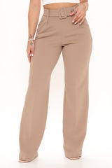 Celine Belted Wide Leg Pant - Taupe