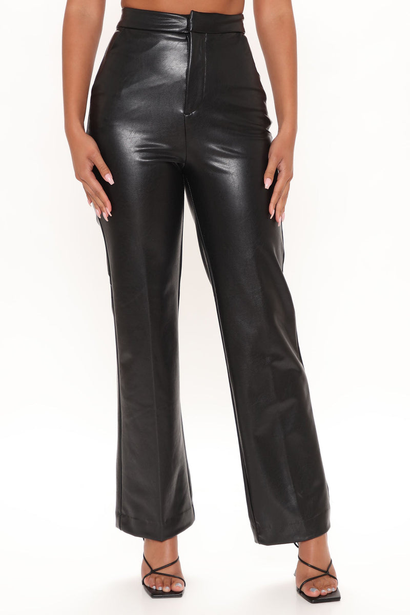 Julia Faux Leather Trouser Pant - Black