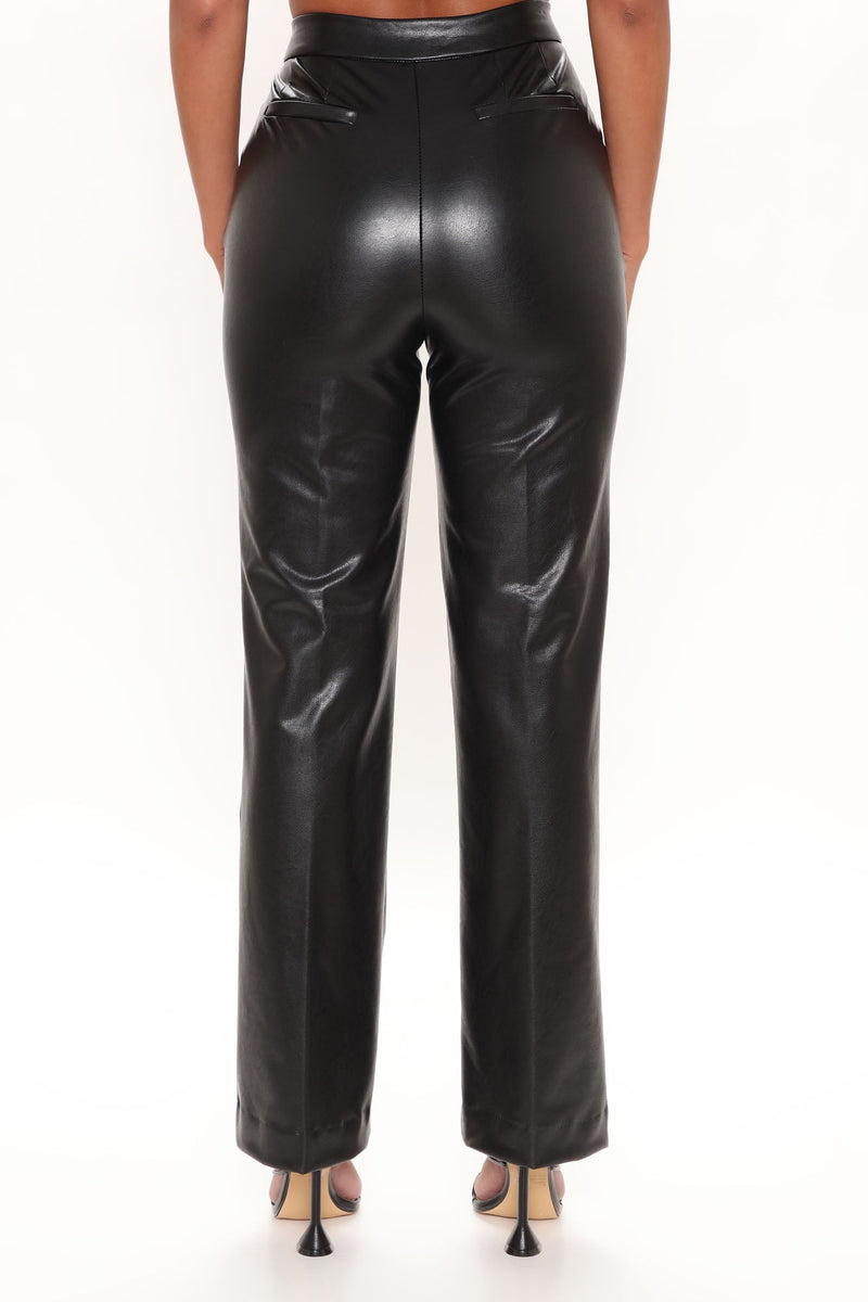 Julia Faux Leather Trouser Pant - Black