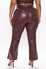 Julia Faux Leather Trouser Pant - Chocolate