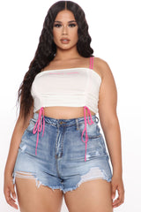 You Wanna High Rise Shorts - Medium Blue Wash