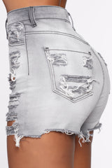 Keep In Touch Distressed Shorts - Grey
