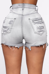 Keep In Touch Distressed Shorts - Grey
