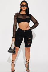 Playing It Cool Denim Bermudas - Black