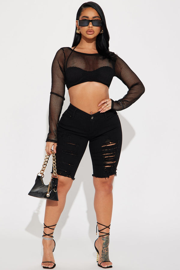 Playing It Cool Denim Bermudas - Black