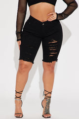 Playing It Cool Denim Bermudas - Black