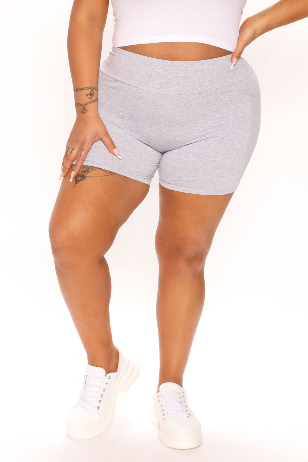 Abbey High Rise Biker Short - Heather Grey