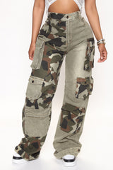 Upgrade You Wide Leg Cargo Pant 31 - Olive/combo