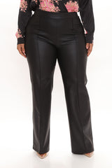 Victoria High Waisted Dress Pants Faux Leather - Black