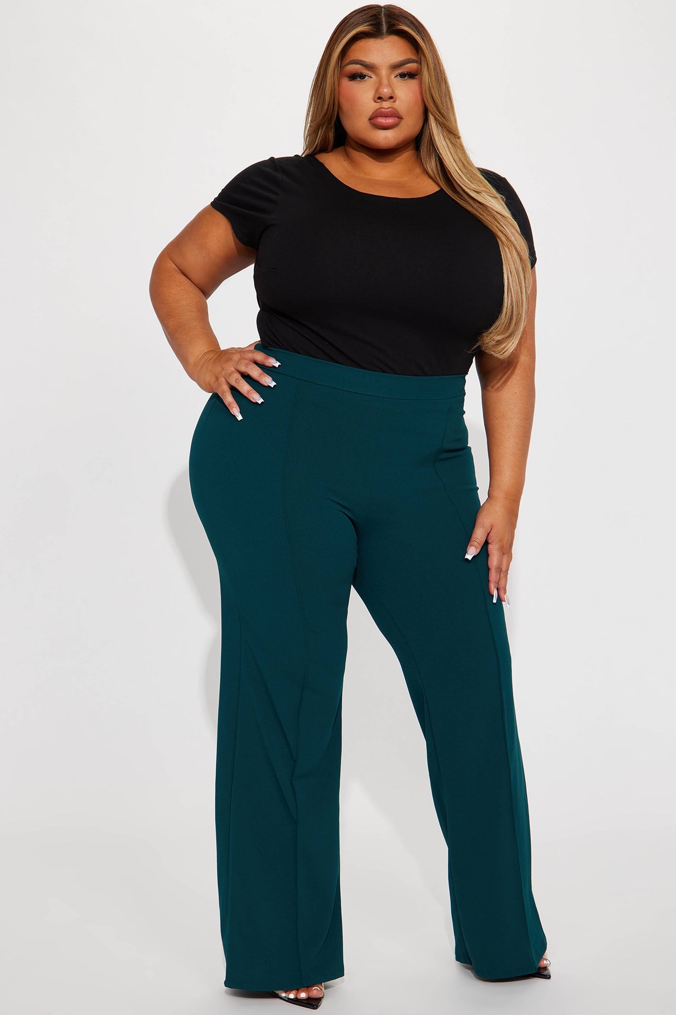 Petite Victoria High Waisted Dress Pants - Hunter Green