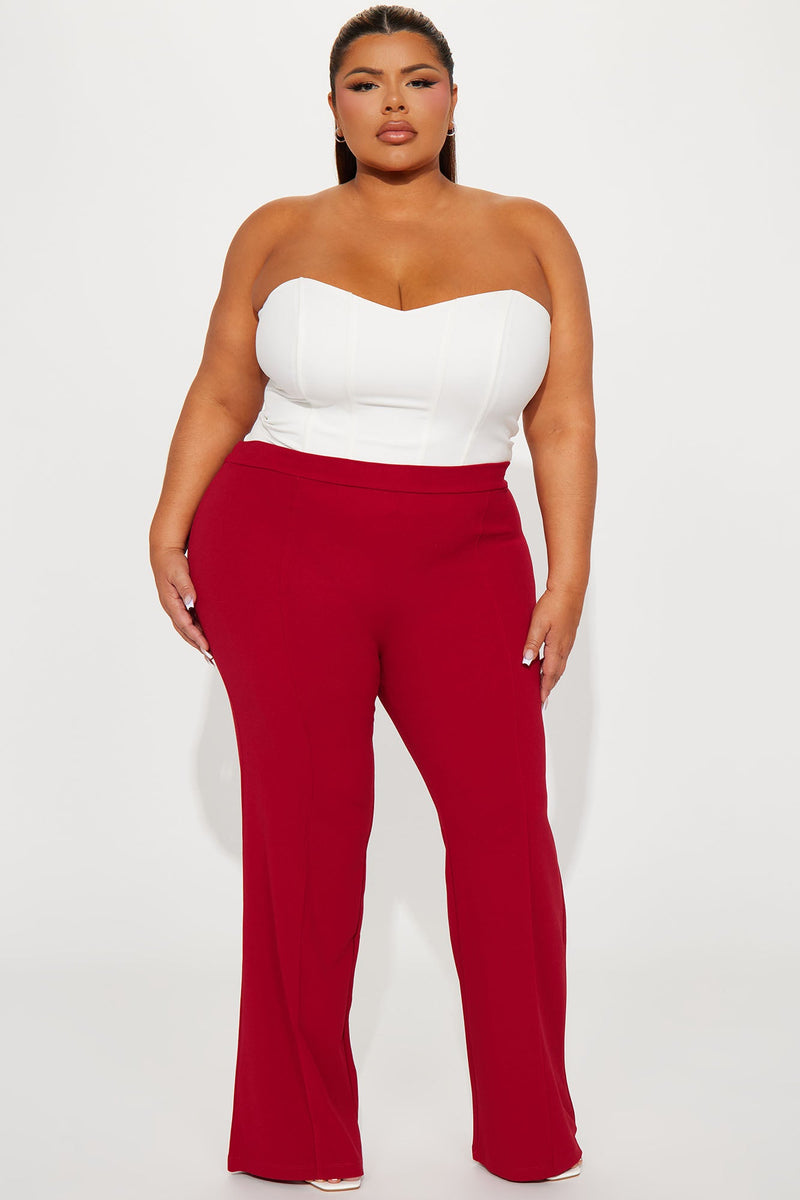 Petite Victoria High Waisted Dress Pants - Red