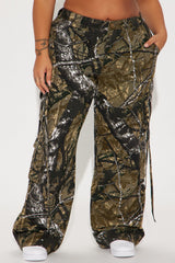 Golden Hour Wide Leg Tree Camo Cargo Pant - Olive/combo