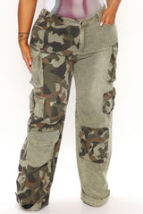 Upgrade You Wide Leg Cargo Pant 31 - Olive/combo
