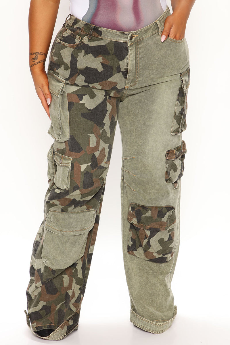 Upgrade You Wide Leg Cargo Pant 31 - Olive/combo
