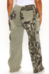 Upgrade You Wide Leg Cargo Pant 31 - Olive/combo