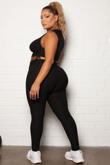 The Best Assets Textured Scrunch Butt Active Leggings - Black