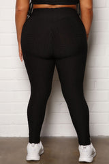The Best Assets Textured Scrunch Butt Active Leggings - Black