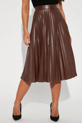Stating Facts Midi Skirt - Brown