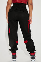 Can't Get With You Cargo Pant - Black/Red
