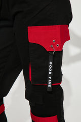 Can't Get With You Cargo Pant - Black/Red