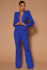 Gina Embellished Wide Leg Pant - Royal