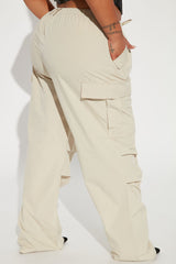 Bad Habits Slouchy Cargo Parachute Jogger - Taupe