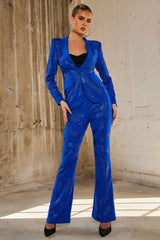 Gina Embellished Wide Leg Pant - Royal