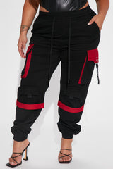 Can't Get With You Cargo Pant - Black/Red