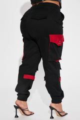 Can't Get With You Cargo Pant - Black/Red