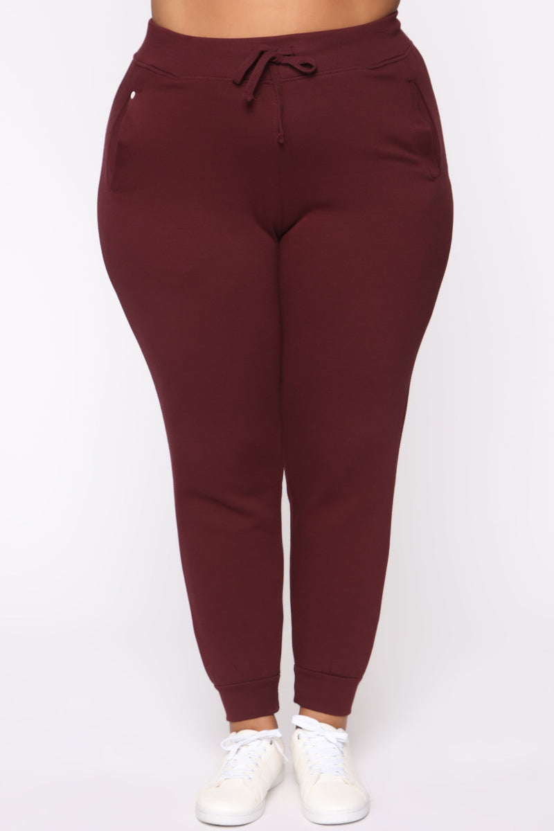 Stole Your Boyfriend's Oversized Jogger - Burgundy