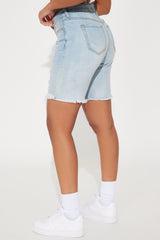 The Mixer Distressed Denim Bermudas - Light Blue Wash