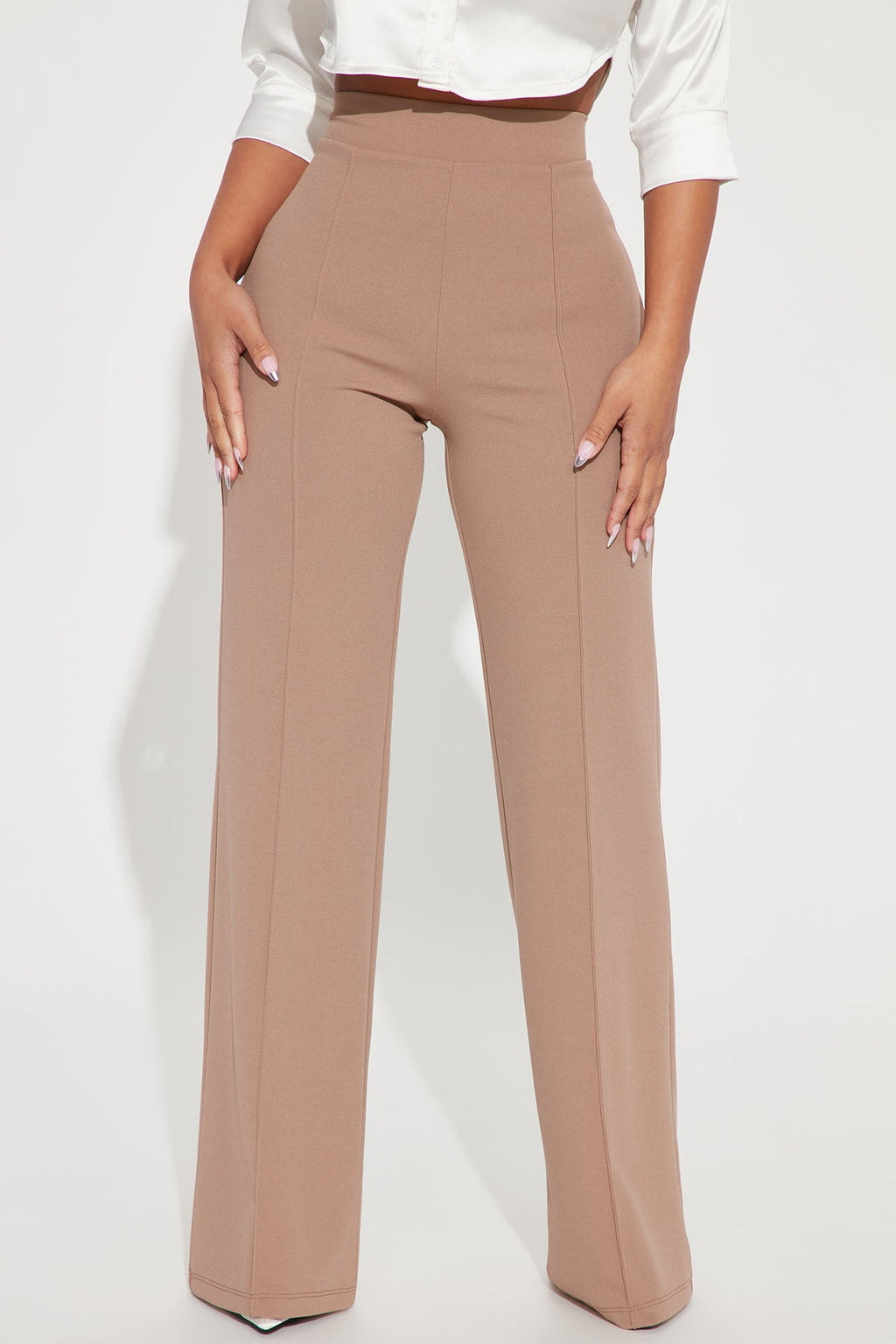 Petite Victoria High Waisted Dress Pants - Taupe