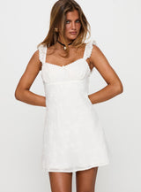 Beacall Embroidered Mini Dress White