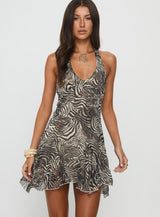 Valorie Halter Mini Dress Zebra