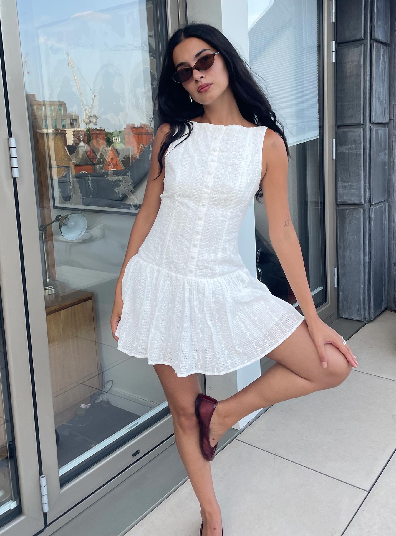 Sweeter Places Embroidered Mini Dress White