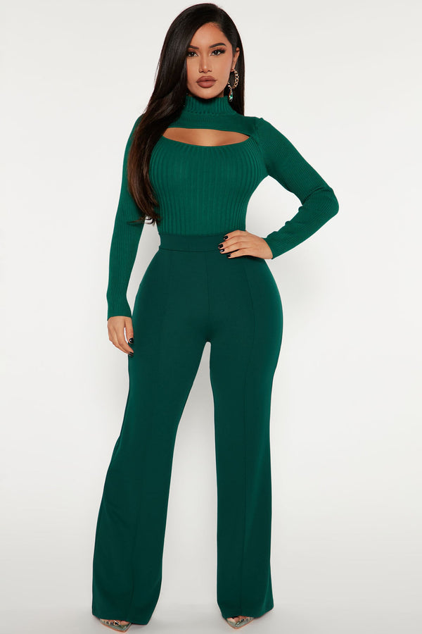 Petite Victoria High Waisted Dress Pants - Hunter Green