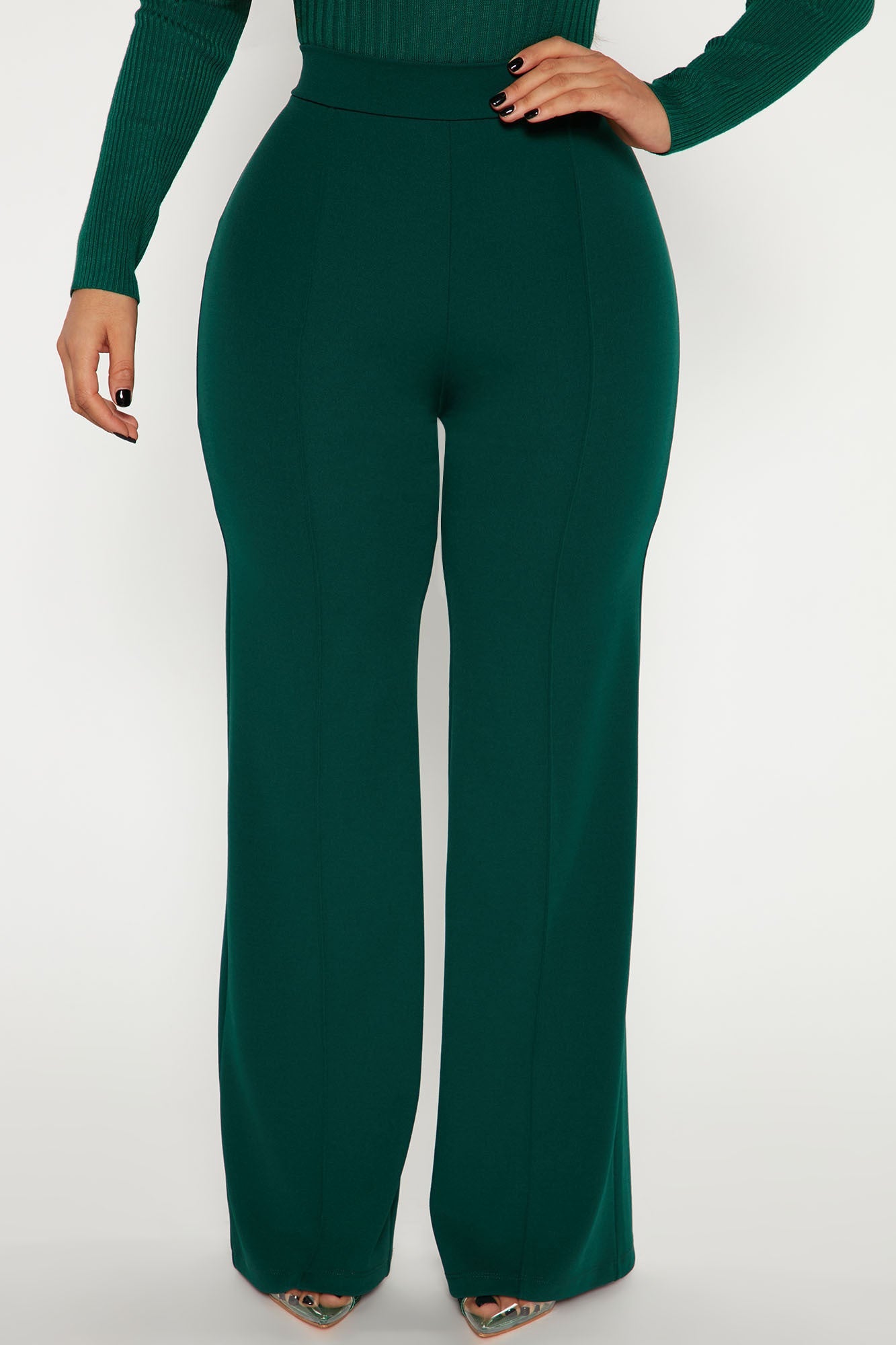 Petite Victoria High Waisted Dress Pants - Hunter Green