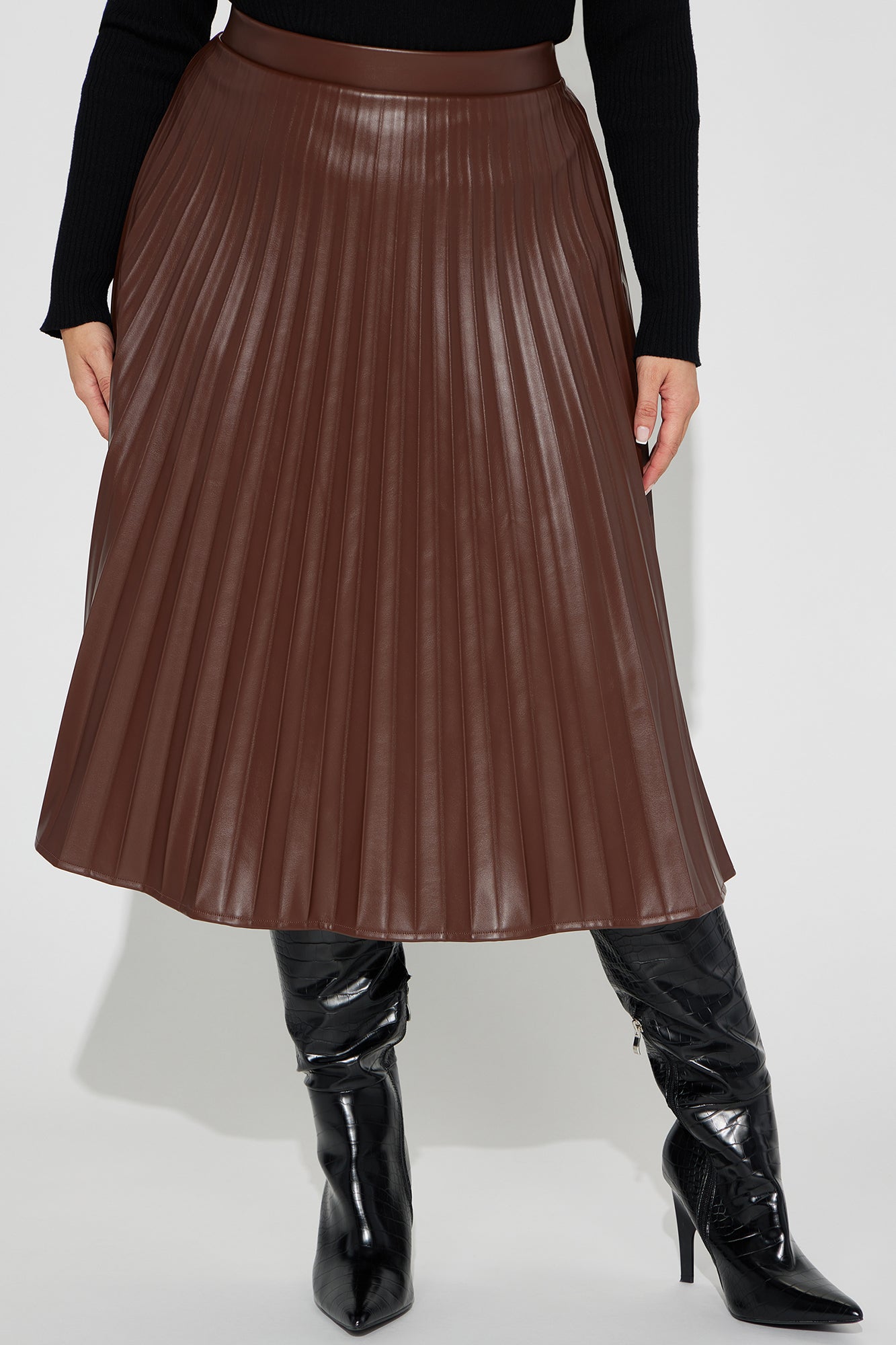 Stating Facts Midi Skirt - Brown
