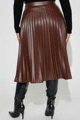 Stating Facts Midi Skirt - Brown