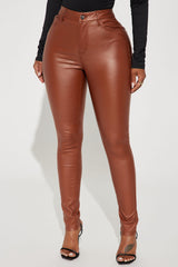 Double Dare Faux Leather Pants - Camel