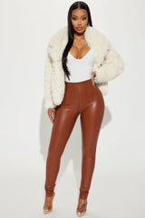 Backin' It Up Faux Leather Leggings - Cognac