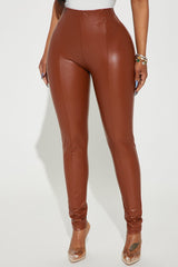 Backin' It Up Faux Leather Leggings - Cognac